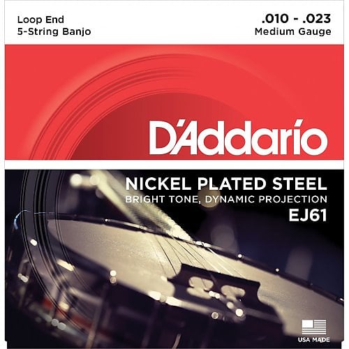 D'Addario EJ61 Loop End Medium Banjo Strings, .010-.023