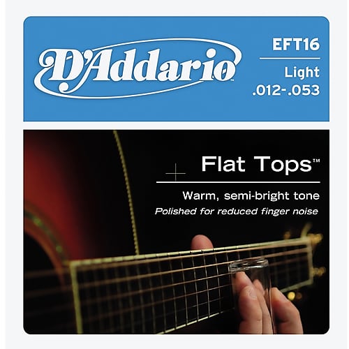 D'Addario EFT16 Flat Top Phos Bronze Light Acoustic Guitar Strings, .012 - .053