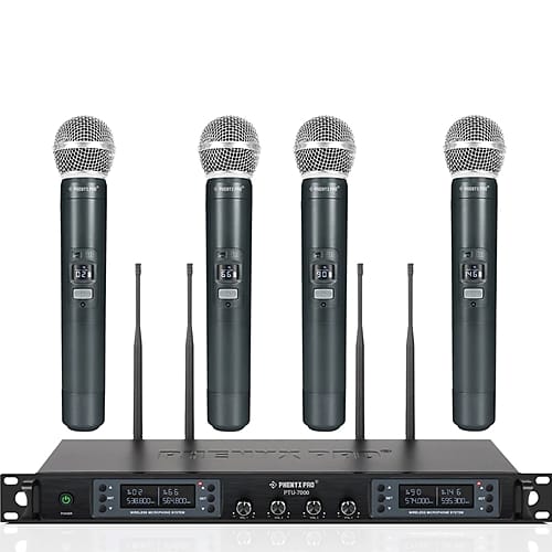 Phenyx Pro PTU-7000-4H 4-channel UHF Wireless Microphone System with Auto Scan ( 4x40 Frequencies)