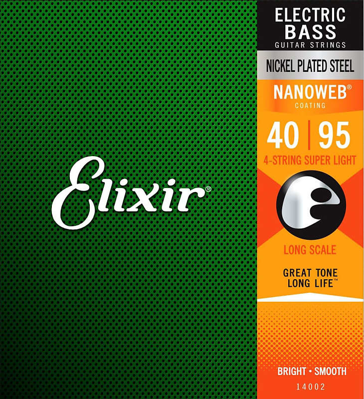 Elixir 14002 Nanoweb Nickel Plated Steel 4 String Super Light Electric Bass Long Scale .040 - .095
