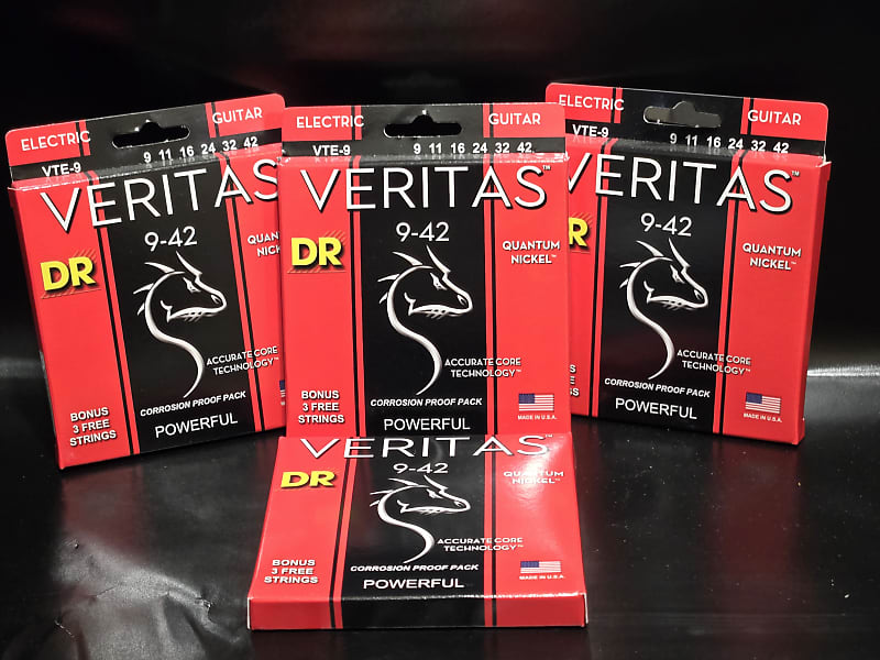 DR VTE-9 Veritas Electric Guitar Strings, .009 - .042  Bundle 4 sets