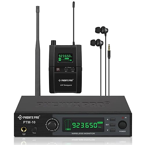 Phenyx Pro PTM-10-1B UHF Wireless Stereo in Ear Monitor System with Rackmount Kit