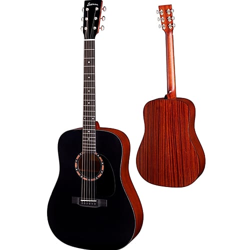 Eastman E2D-BK Solid Cedar/Sapele Dreadnought Black Top Acoustic Guitar