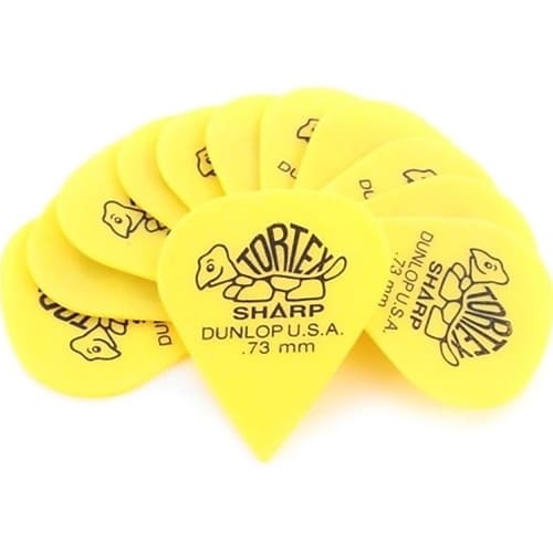Dunlop 412P073 .73MM Sharp Yellow Tortex Picks, 12 Pack