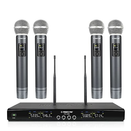 Phenyx Pro PTU-5200 4H 4 Handheld UHF Wireless Microphone Syetem (4x25 Frequencies)
