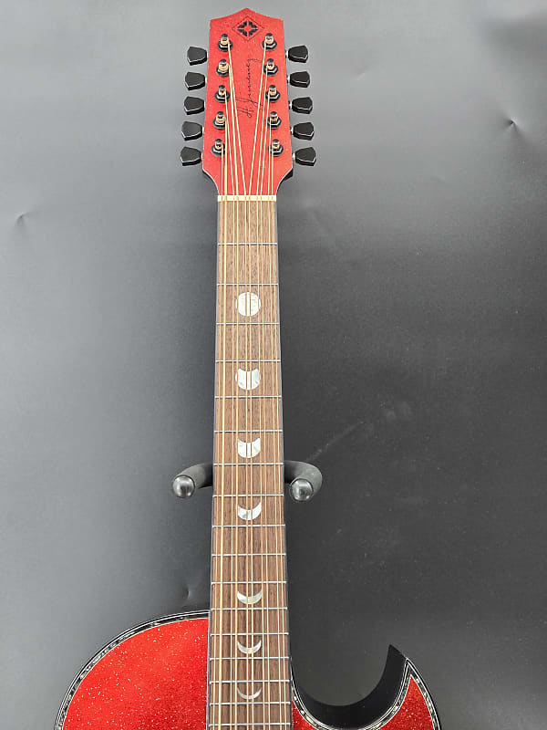 H. Jimenez LBQ1GXE-AN Bajo Quinto Red Sparkle With Hardshell Case
