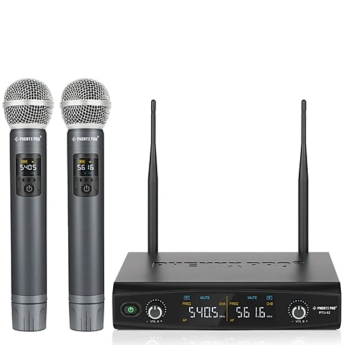 Phenyx Pro PTU-52-2H Dual Handheld UHF Wireless Microphone Syetem (30 Adjustable Frequency)