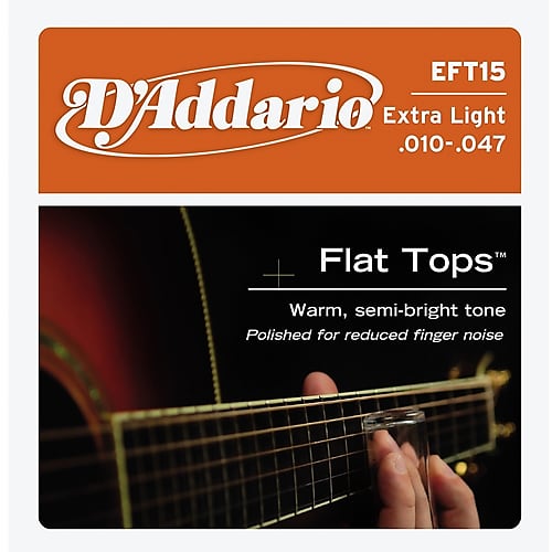 D'Addario EFT15 Flat Top Phor Bronze Extra Lite Acoustic Guitar Strings, .010-.047