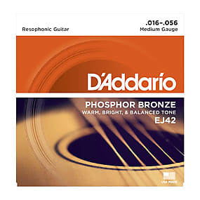D'Addario EJ42 Medium Gauge Resophonic Guitar Strings, .016 - .056