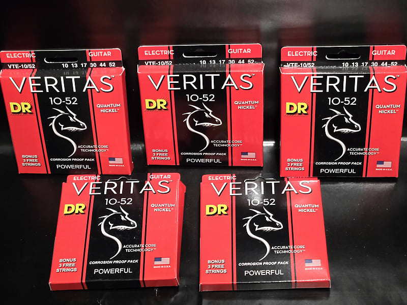 DR VTE-10/52 Veritas Quantum Nickel Guitar Strings, .010 - .052 Bundle 5 sets