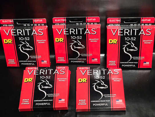 DR VTE-10/52 Veritas Quantum Nickel Guitar Strings, .010 - .052 Bundle 5 sets