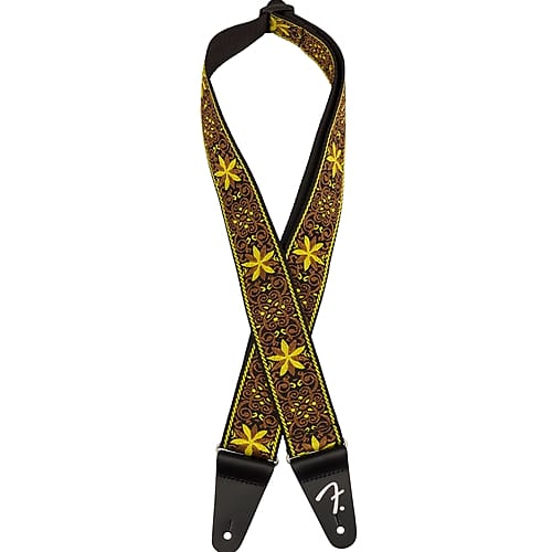 Fender Pasadena Woven Strap, Yellow Wallflower, 2"