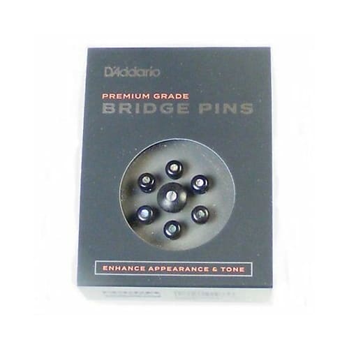 D'Addario PWPS3 Premium Ebony Bridge Pins with Pearl Dot