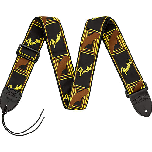 Fender 0990681000 2" Black/Yellow/Brown Logo Guitar Strap