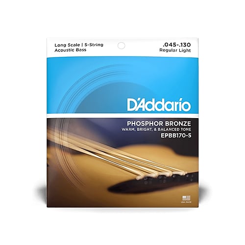 D'addario EPBB1705 Phos Bronze 5 String Long Scale Bass Strings, .045  .130