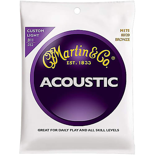 Martin MA175 80/20 Bronze Acoustic Guitar Strings, .011 - .052