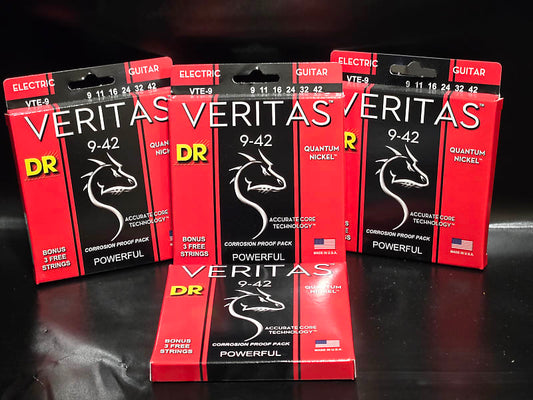 DR VTE-9 Veritas Electric Guitar Strings, .009 - .042  Bundle 4 sets