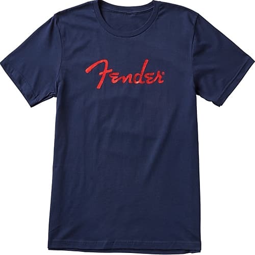 Fender Foil Spaghetti Logo T-Shirt, Blue, S