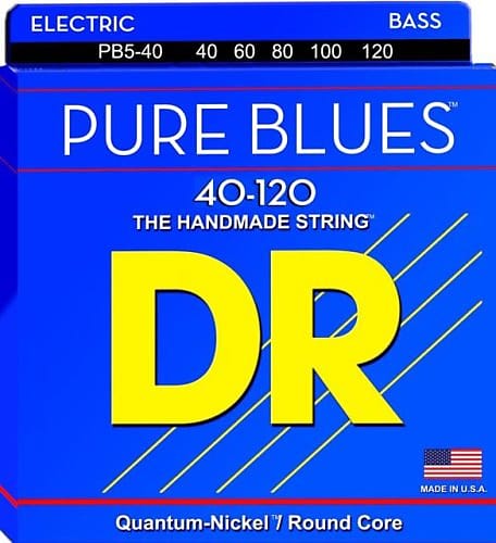 DR PB5-40 Pure Blues Quantum Nickel 5 Set Bass Strings, .040-.120