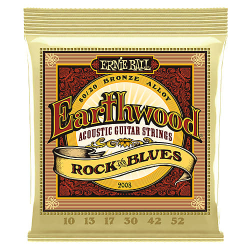 Ernie Ball 2008 Earthwood Rock n Blues Acoustic Guitar Strings, .010 - .052