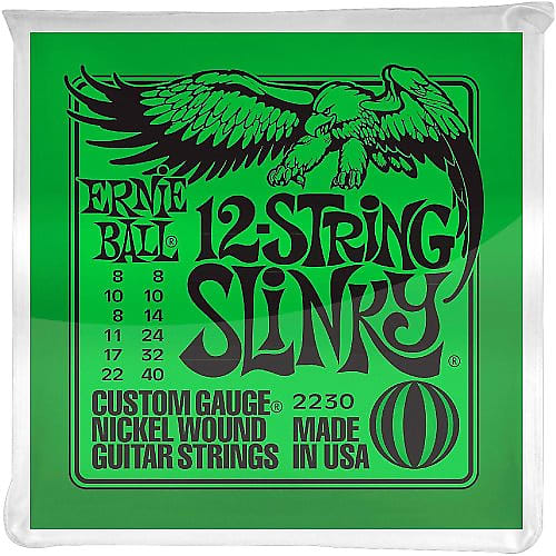 Ernie Ball 2230 12-String Slinky Nicke Wound Electric Guitar Strings, .008 - .040