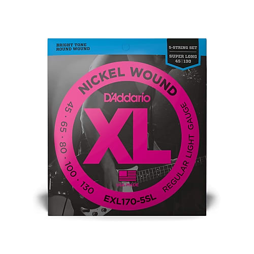 D'Addario EXL170-5SL Regular Light Nickel Wound Super Long Scale 5-String Bass Strings