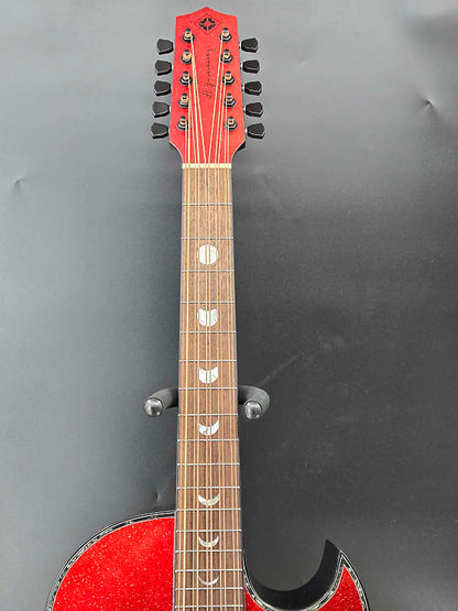 H. Jimenez LBQ1GXE-AN Bajo Quinto Red Sparkle With Hardshell Case