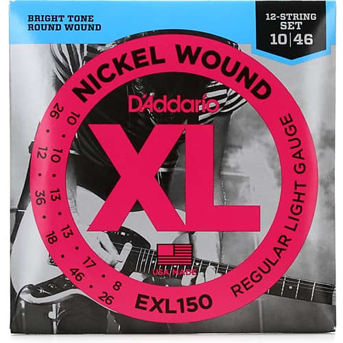 D'Addario EXL150 Electric 12 String Guitar Strings, regular Light, .010 - .046