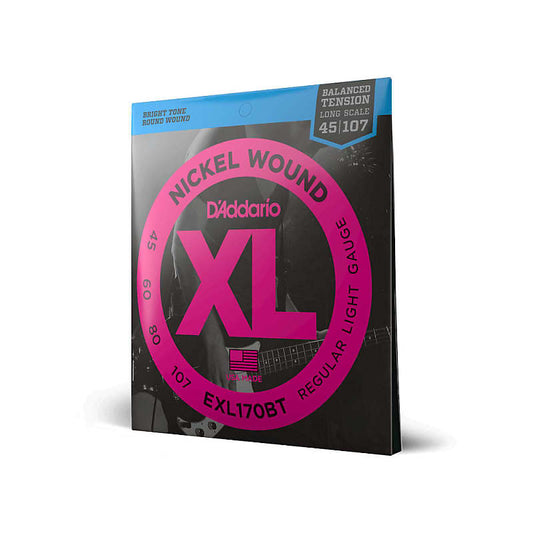 D'Addario EXL170BT Nickel Wound Bass Guitar Strings, Balanced Tension Regular Light, 45-107, Long Scale