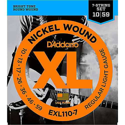 D'addario EXL110-7 Regular Light 7 String Set, .010 - .059