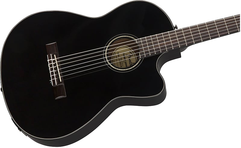 Fender CN-140S Nylon Acoustic Electric Guitar W/Case, Black