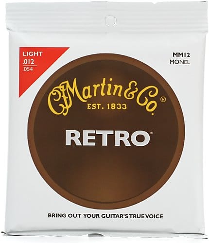 Martin MM12 Monel Retro Light Acoustic Guitar Strings, .012/.054