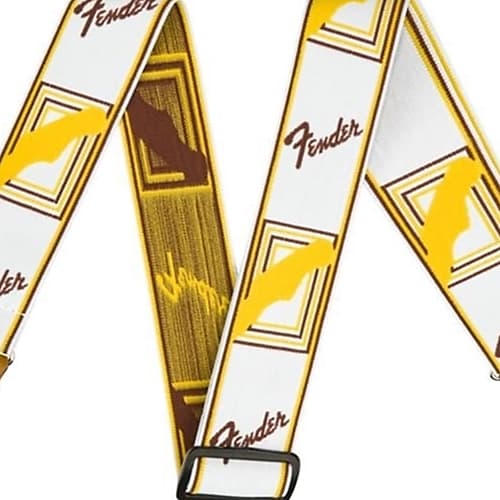 Fender 0990686005 2" Weighless Monogrammed Guitar Strap, White/Brown/Yellow