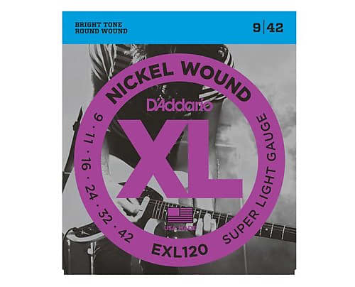 D'Addario EXL120 Electric Guitar Strings, Super Light, .009 - .042