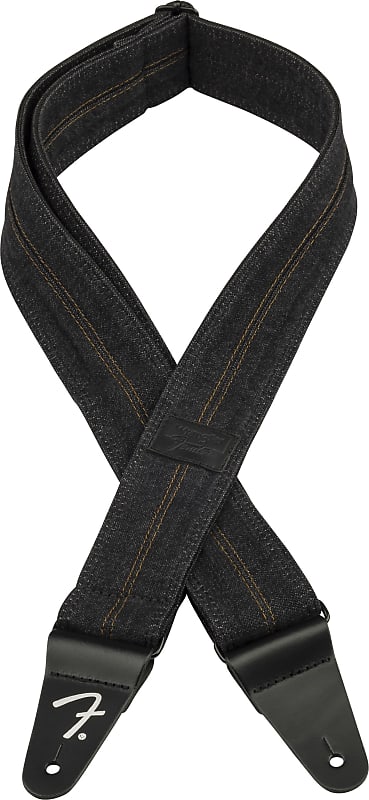 Fender Wrangler® Denim Strap,Washed Black Stitch