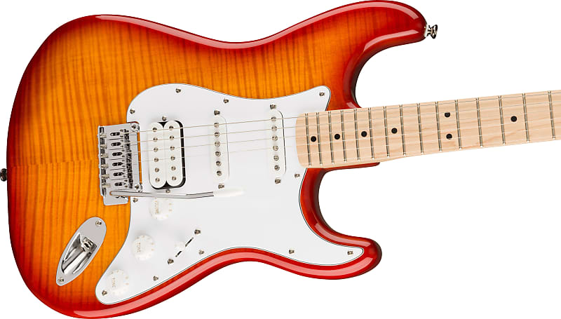 Squier  Affinity Series™ Stratocaster® FMT HSS, Maple Fingerboard, White Pickguard, Sienna Sunburst