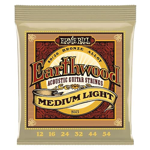 Ernie Ball 2003 Earthwood Acoustic Guitar Strings Med. Light, .012 - .054