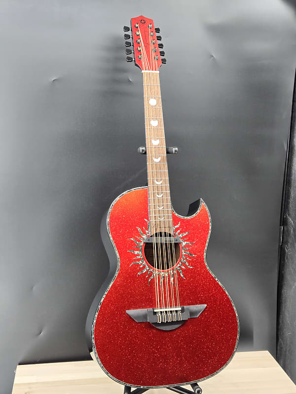 H. Jimenez LBQ1GXE-AN Bajo Quinto Red Sparkle With Hardshell Case