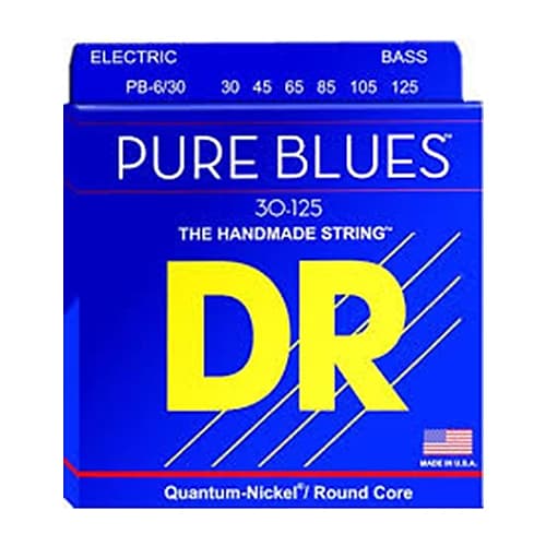 DR PB6-30-125 Pure Blue Quantum Nickel 6 Set Bass Strings, .030 - .125